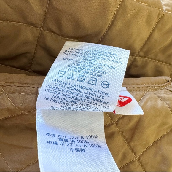 Lands' End Tan Quilted Jacket Corduroy Collar Snap Front XL - Picture 14 of 14